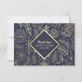 Bleu Marine | Carte de remerciements Mariage Gold  (Devant)