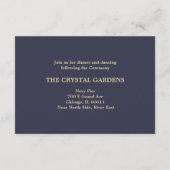 Bleu Marine | Cartes De Réception De Mariage D'Or (Dos)