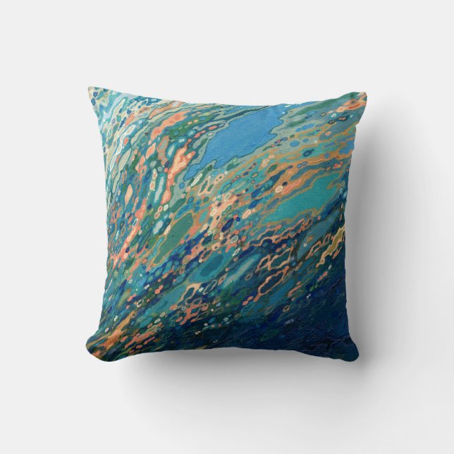 Bleu marine de corail et coussin côtier de décor (Recto)