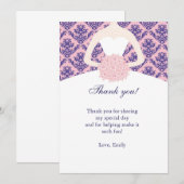 Bleu marine de rose de carte de remerciements de (Devant / Derrière)