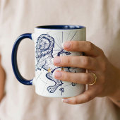 Bleu marine de zodiaque de Lion et tasse de