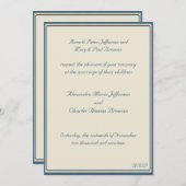 Bleu marine et faire-part de mariage encadré par (Devant / Derrière)