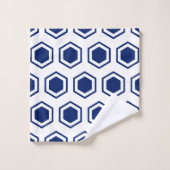 Bleu marine et motif hexagonal blanc (Gant de toilette)