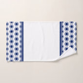 Bleu marine et motif hexagonal blanc (Serviette à main)