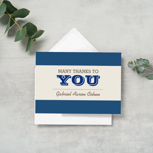 Bleu marine et note de Merci d'argent