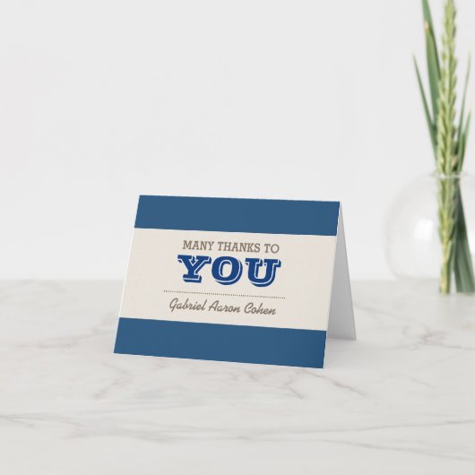 Bleu marine et note de Merci d'argent (Devant)