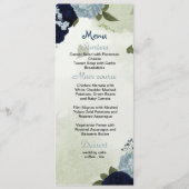 bleu marine et poussiéreux fleurs verdure menu mar (Devant)