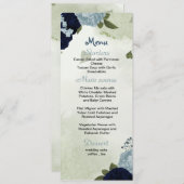 bleu marine et poussiéreux fleurs verdure menu mar (Devant / Derrière)