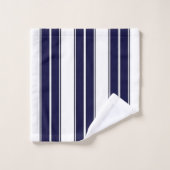 Bleu marine et rayures blanches (Gant de toilette)