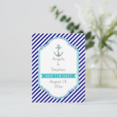 Bleu marine, faire-part de mariage nautique aqua " (Debout devant)