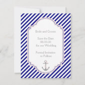 Bleu marine, faire-part de mariage nautique rose " (Dos)
