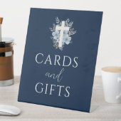 bleu marine floral baptême cartes & cadeaux signe (In SItu)