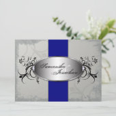Bleu marine gris élégant de faire-part de mariage (Debout devant)