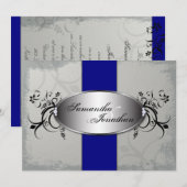 Bleu marine gris élégant de faire-part de mariage (Devant / Derrière)