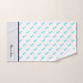 Bleu marine gris marine Turquoise blanc blanc côti (Serviette à main)