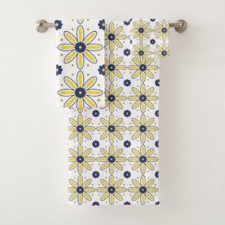 Bleu marine & jaune Daisy méditerranéenne