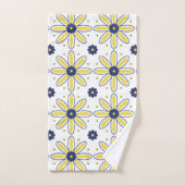 Bleu marine & jaune Daisy méditerranéenne (Serviette à main)