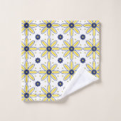 Bleu marine & jaune Daisy méditerranéenne (Gant de toilette)