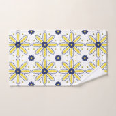 Bleu marine & jaune Daisy méditerranéenne (Serviette à main)