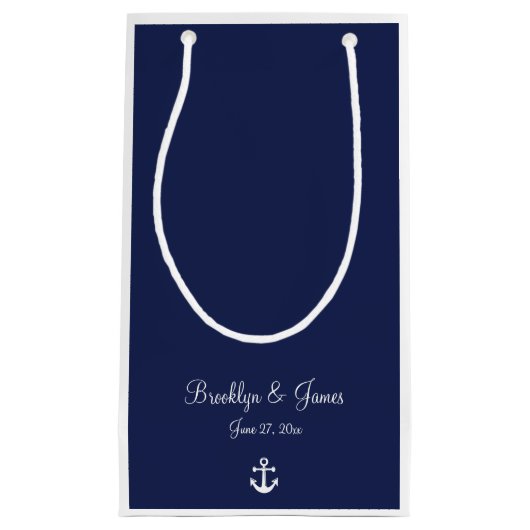 Bleu Marine Mariage nautique Sacs cadeaux Petits (Devant)