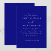 bleu marine Moderne Elégance Chic Faire-part de ma (Devant / Derrière)