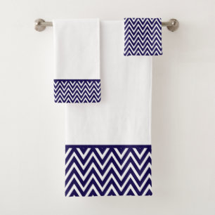 Bleu marine moderne et chevron rayé blanc