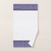 Bleu marine moderne et chevron rayé blanc (Serviette à main)