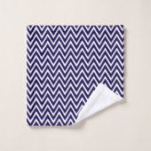 Bleu marine moderne et chevron rayé blanc (Gant de toilette)