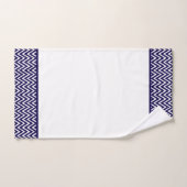 Bleu marine moderne et chevron rayé blanc (Serviette à main)