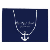 Bleu Marine Nautique Grands Sacs Cadeaux Pour Mari (Dos)