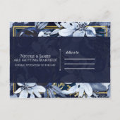 Bleu marine or aquarelle florale faire-part de sau (Dos)