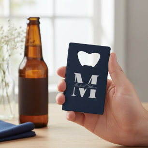 Bleu marine Ouvre-bouteille personnalisé avec mo