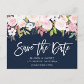 bleu marine rose pâle enregistrer la date carte po (Devant)