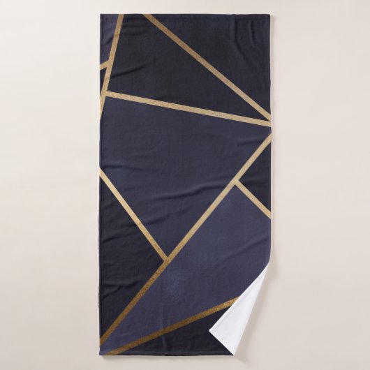 Bleu marine triangles dorés géométrique élégant ra (Serviette de bain)