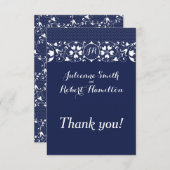 Bleu marine un Merci de mariage de monogramme de (Devant / Derrière)