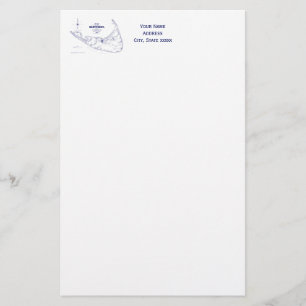 Bleu marine vintage de carte de mA d'île de