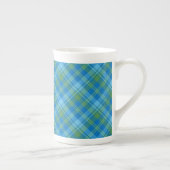Bleu Matin Gloire Plaid Bone Chine Coffee Mug (Droite)