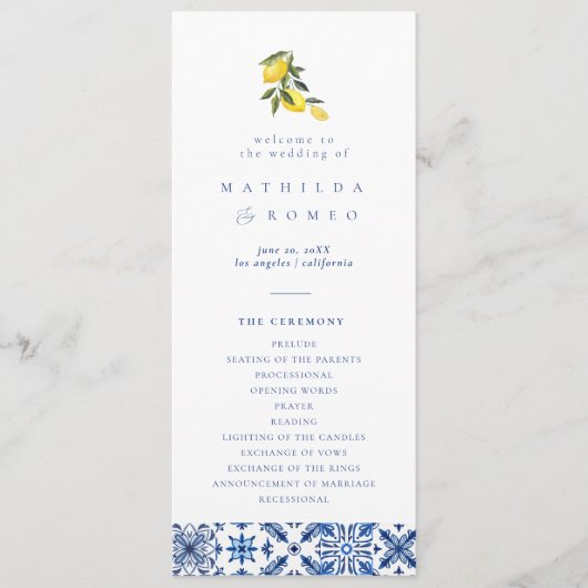 Bleu medditeranean tuiles & agrumes Programmes de  (Devant)