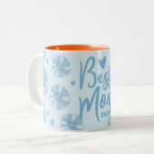 Bleu Meilleure maman Jamais Mère Fête Mug (Devant gauche)