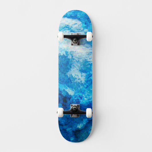 Bleu Mer Eau Abstraite Planche de Skateboard (Recto)
