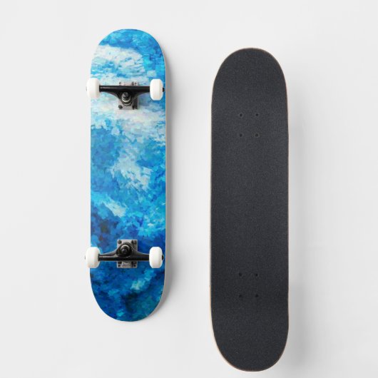 Bleu Mer Eau Abstraite Planche de Skateboard (Recto)