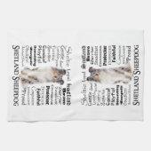 Bleu Merle Sheltie Traits Serviette de cuisine (Horizontal)