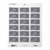 Bleu métallique avec perles Étiquette de adresse (Feuille entière)