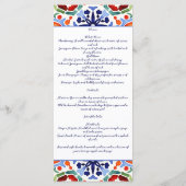 Bleu mexicain coloré talavera carreaux menu modèle (Dos)