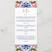 Bleu mexicain coloré talavera carreaux menu modèle (Devant)