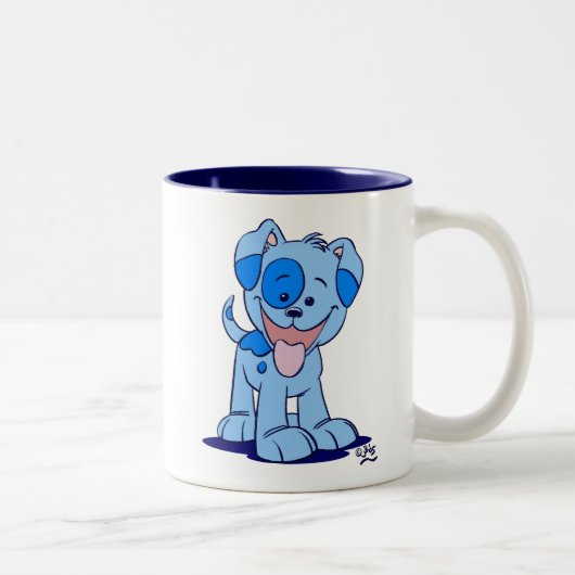 Bleu mignon caricature Chiot Mug (Droit)