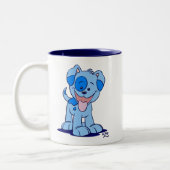 Bleu mignon caricature Chiot Mug (Gauche)