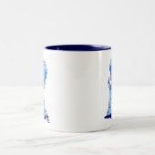 Bleu mignon caricature Chiot Mug (Centre)