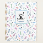 Bleu mignon et Motif Feuille avec Coeurs<br><div class="desc">Commencez l'année avec ce joli mais élégant planificateur dans un motif feuille bleu et lavande.</div>