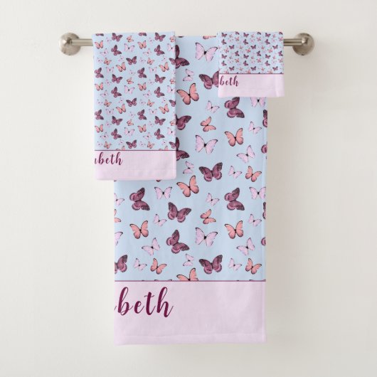 Bleu mignon et rose papillon Nom personnalisé Fill (En situation)